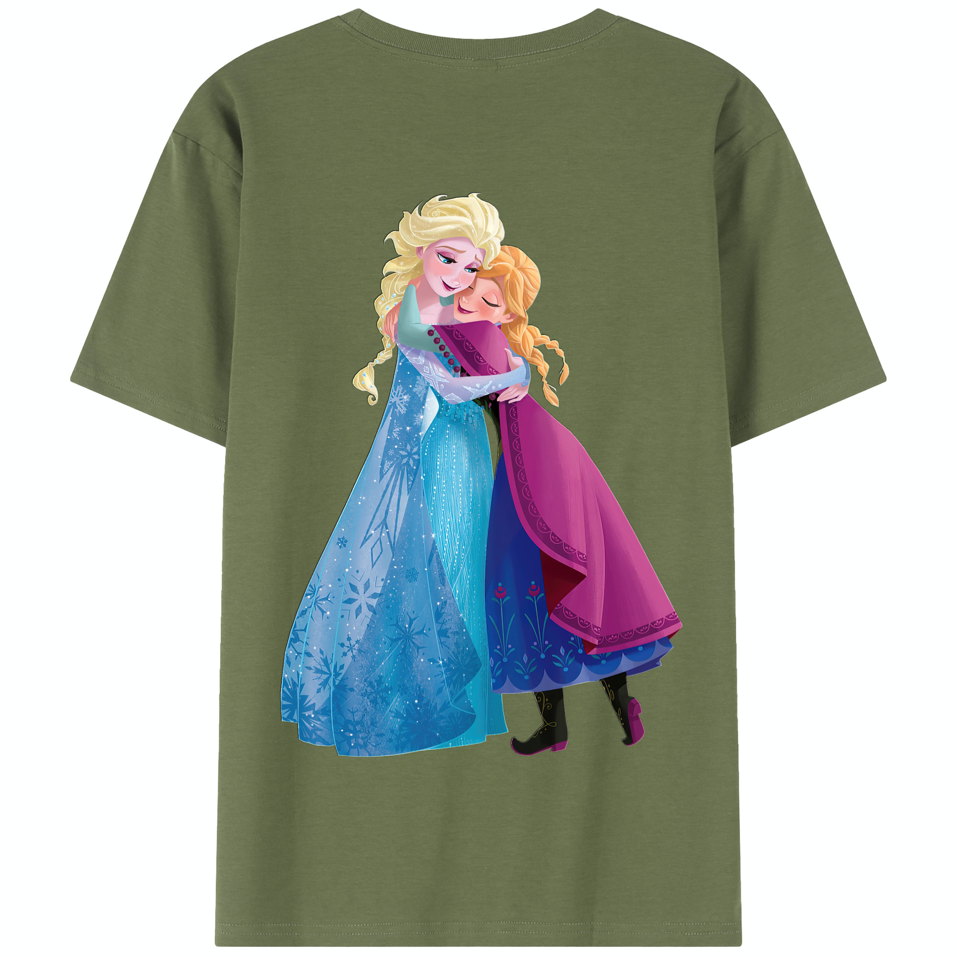 （画像用） アナと雪の女王 アンナ エルサ Frozen Anna Elsa 綿100％半袖Tシャツ（背面プリント）